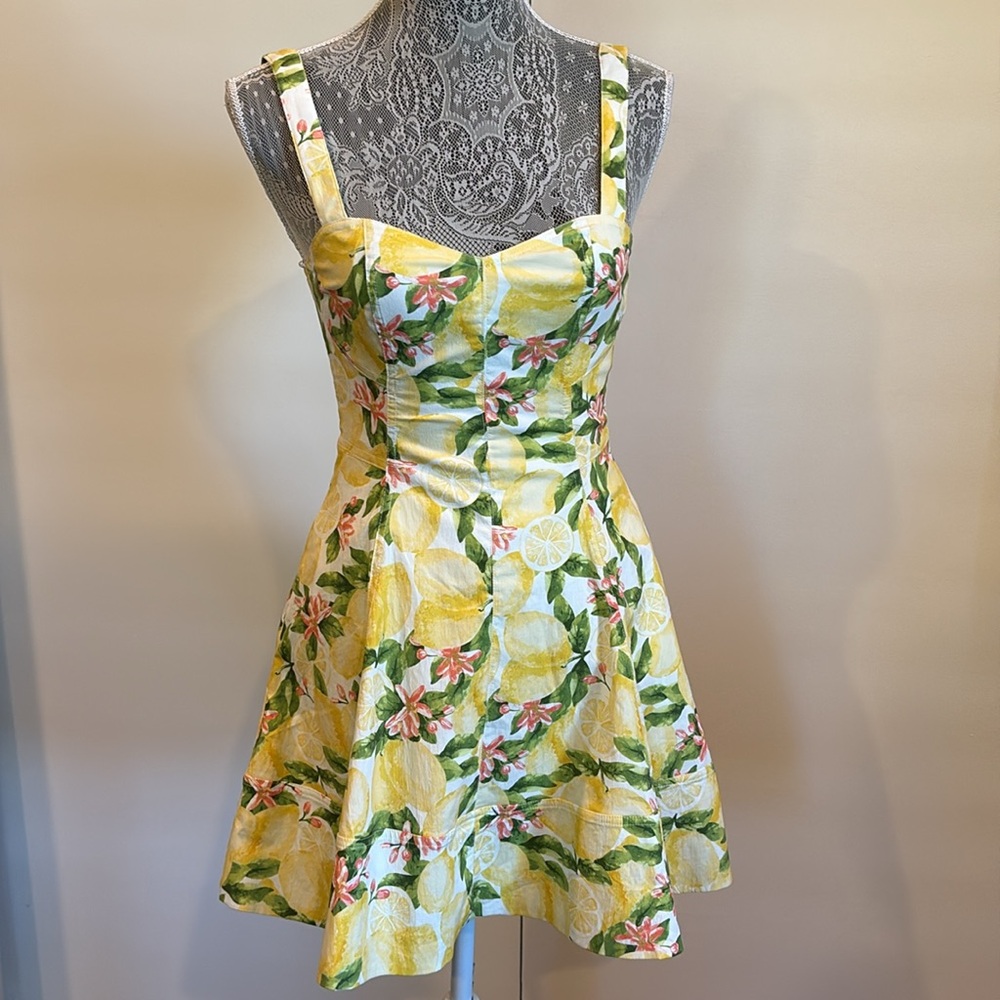 NEW Avec Les Filles Lemon Print Mini Dress 
Size 2
